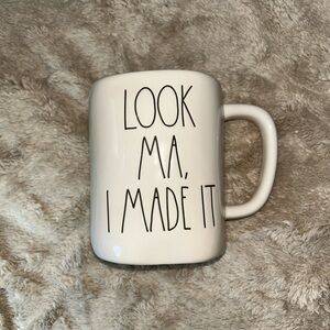 Rae Dun White Ceramic Mug with Black Text